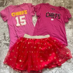 Girls Kansas City Chiefs Shirts and Skirt, size 10/12